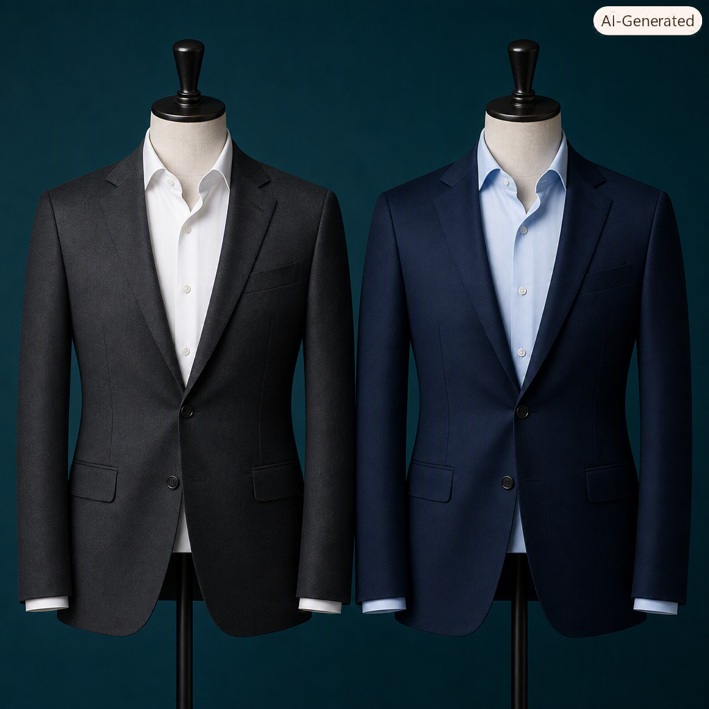 Mannequins wearing blazers and dress shirts