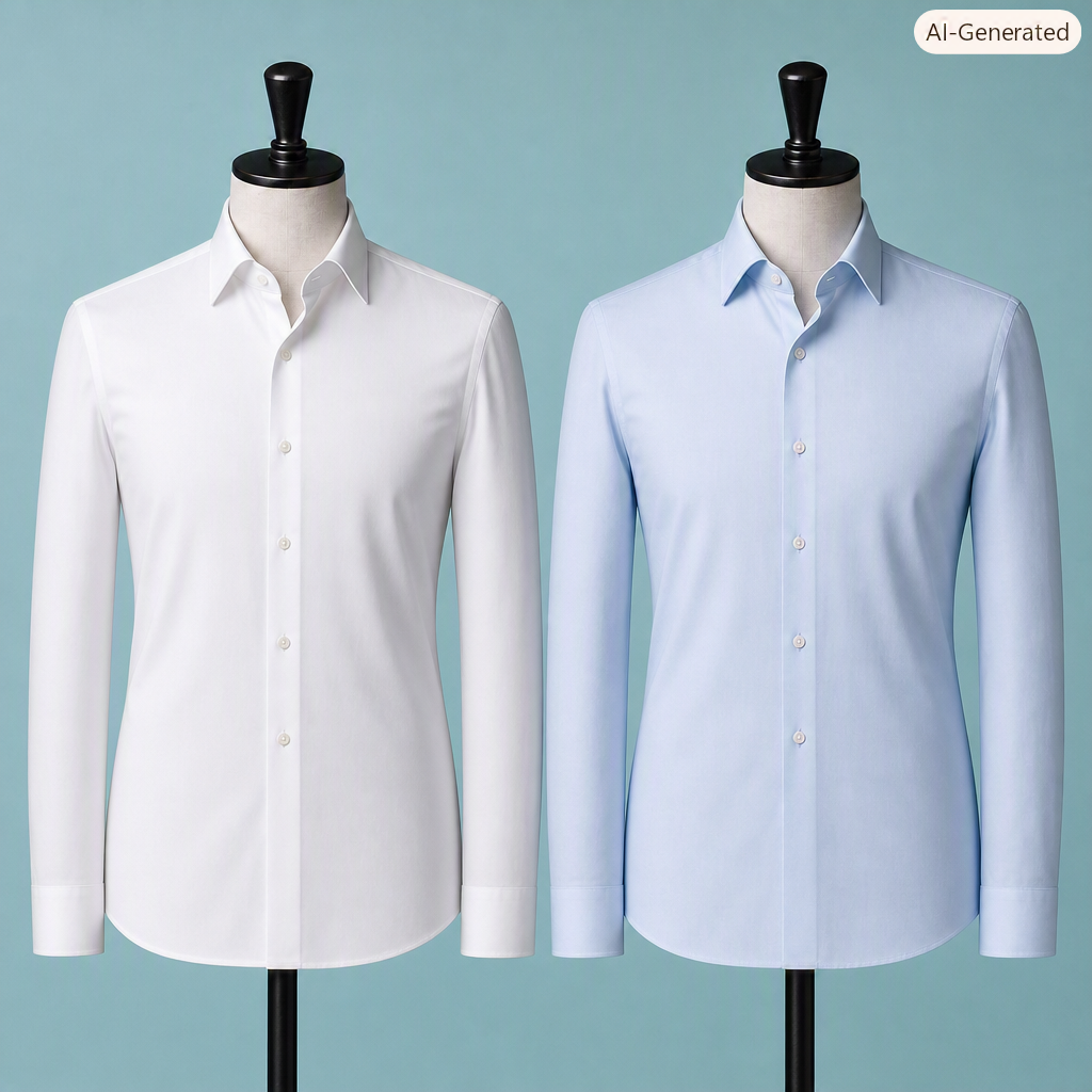 two mannequins wearings dress shirts