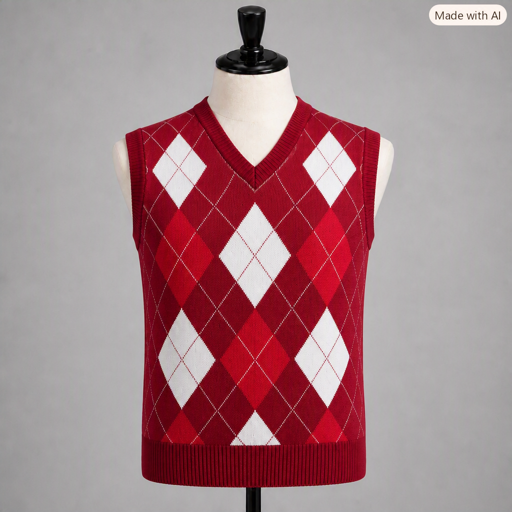 red argyle sweater vest under $25
